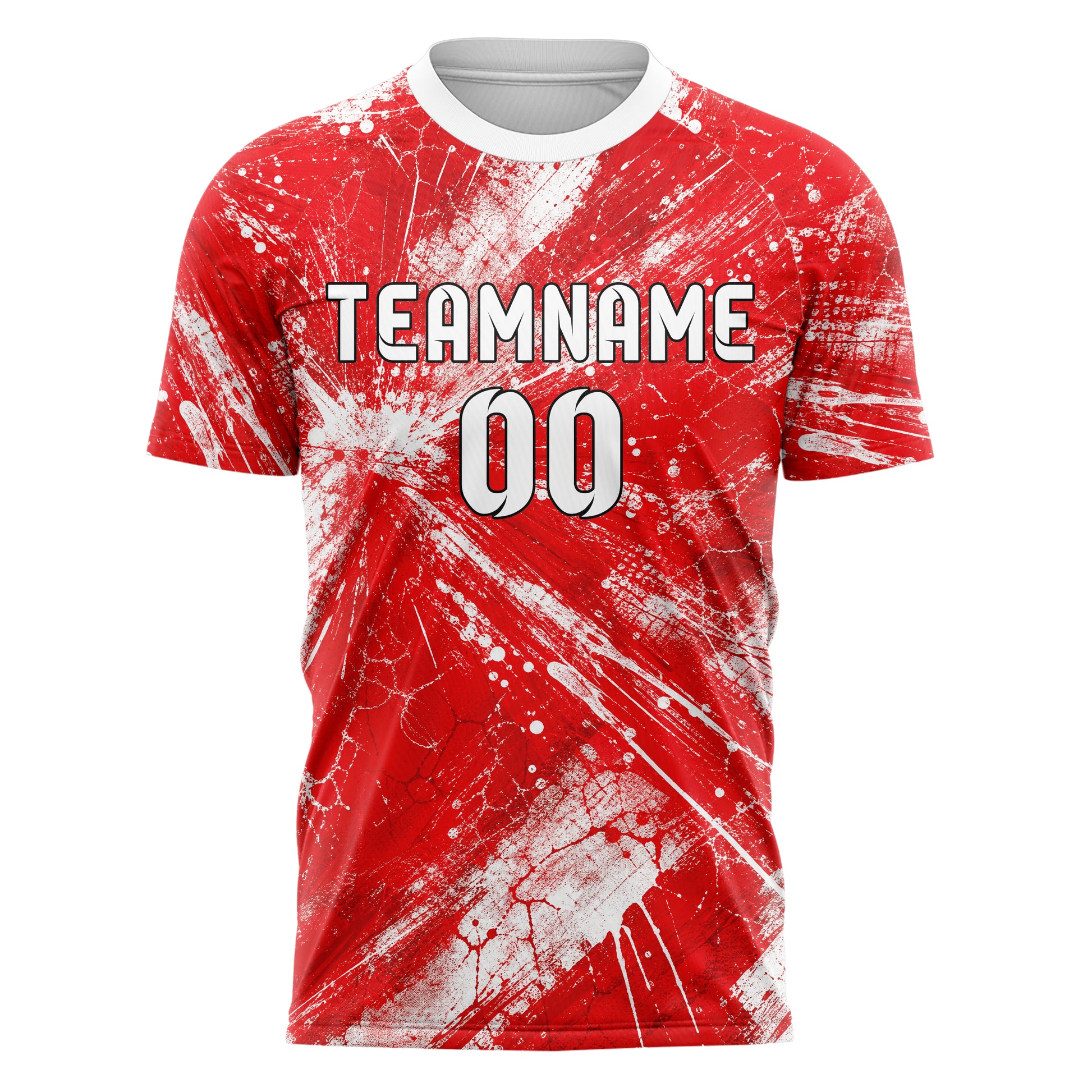 Rot klassisches Graffiti Center Burst Splatter Design 03-0007 individuelles Fußballtrikot front