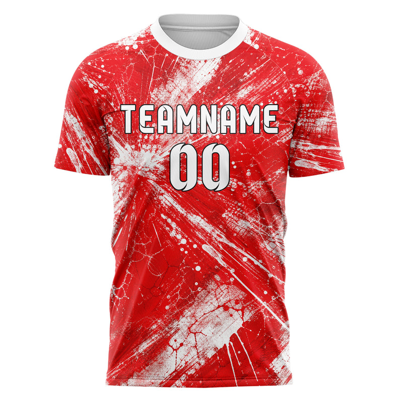 Rot klassisches Graffiti Center Burst Splatter Design 03-0007 individuelles Fußballtrikot front