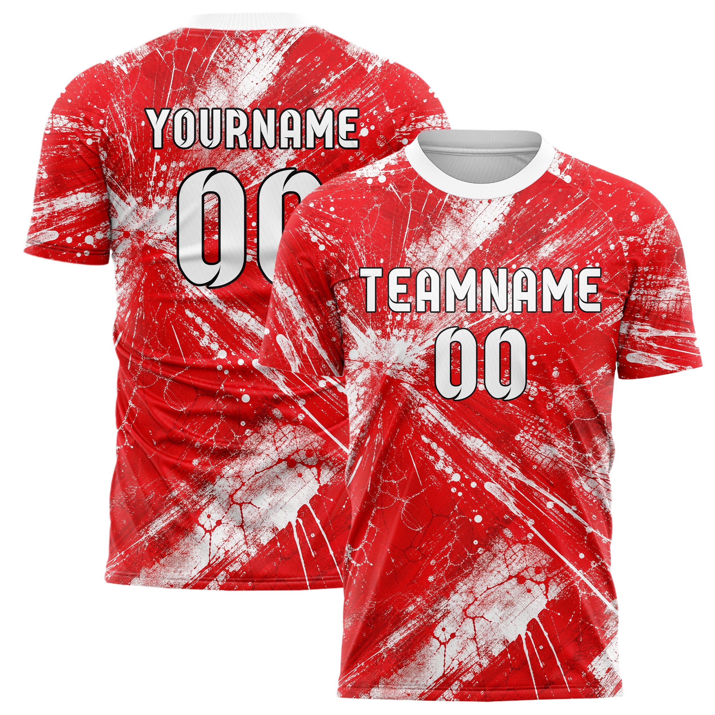 Rot klassisches Graffiti Center Burst Splatter Design 03-0007 individuelles Fußballtrikot main
