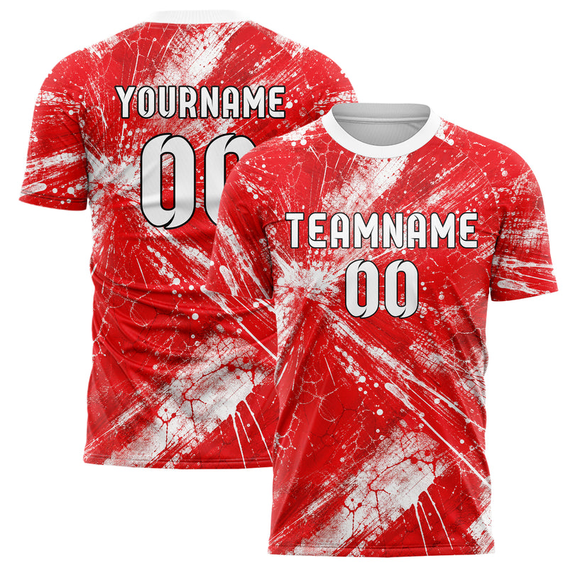 Rot klassisches Graffiti Center Burst Splatter Design 03-0007 individuelles Fußballtrikot main