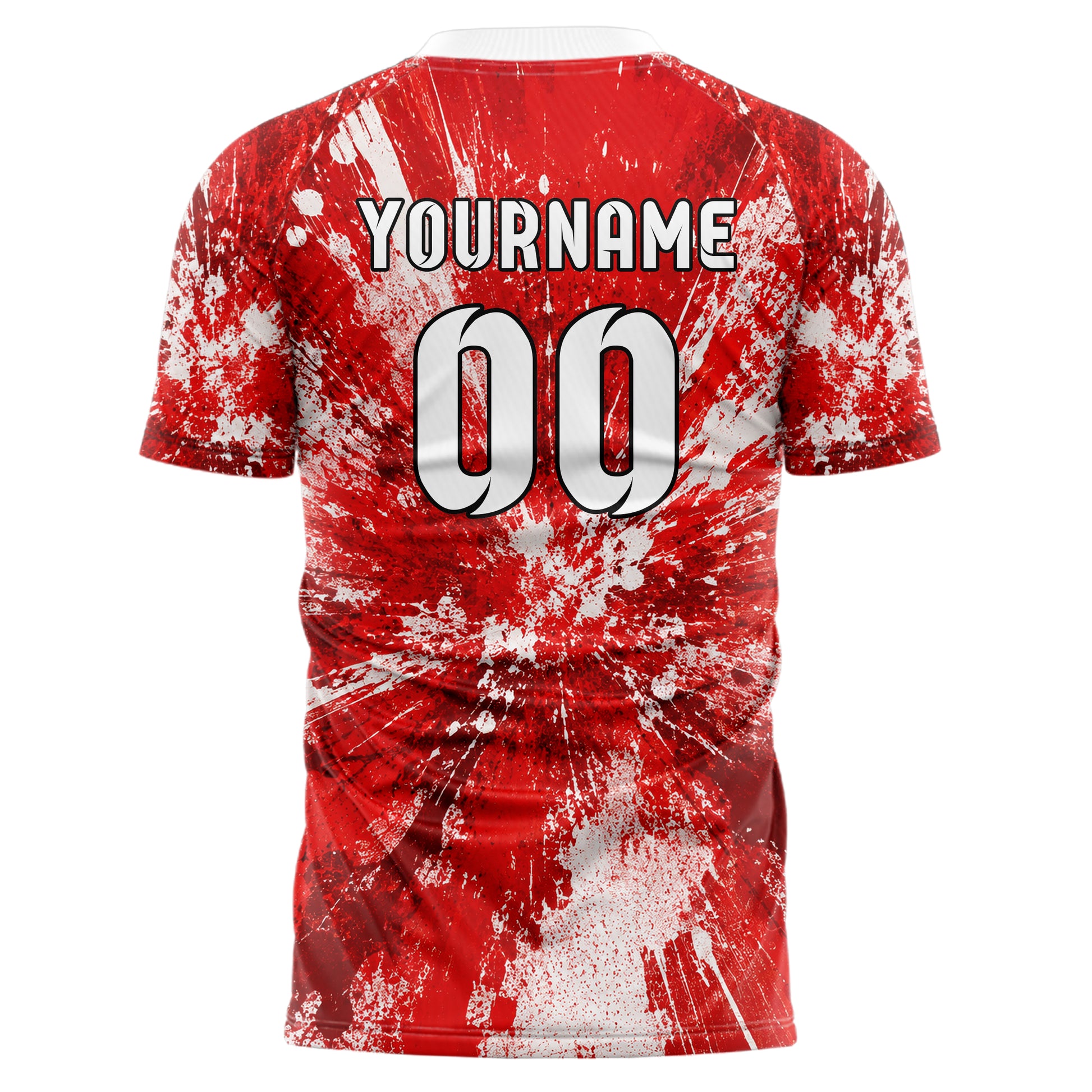 Rot klassisches Graffiti Center Burst Splatter Design 03-0391 individuelles Fußballtrikot back