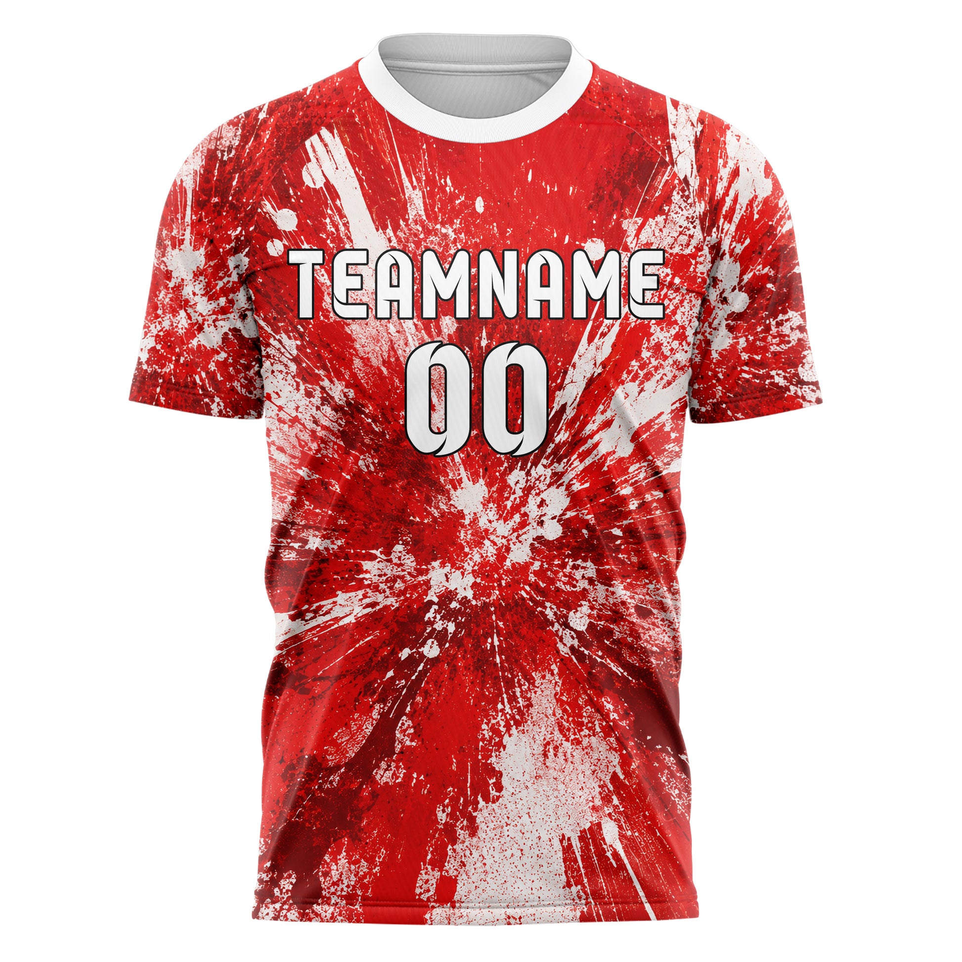 Rot klassisches Graffiti Center Burst Splatter Design 03-0391 individuelles Fußballtrikot front