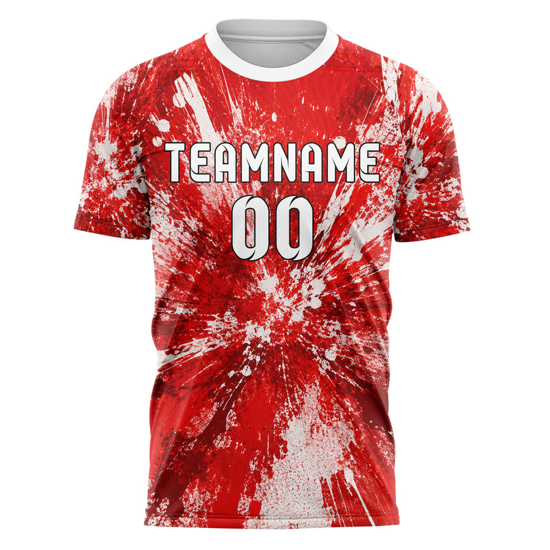 Rot klassisches Graffiti Center Burst Splatter Design 03-0391 individuelles Fußballtrikot front