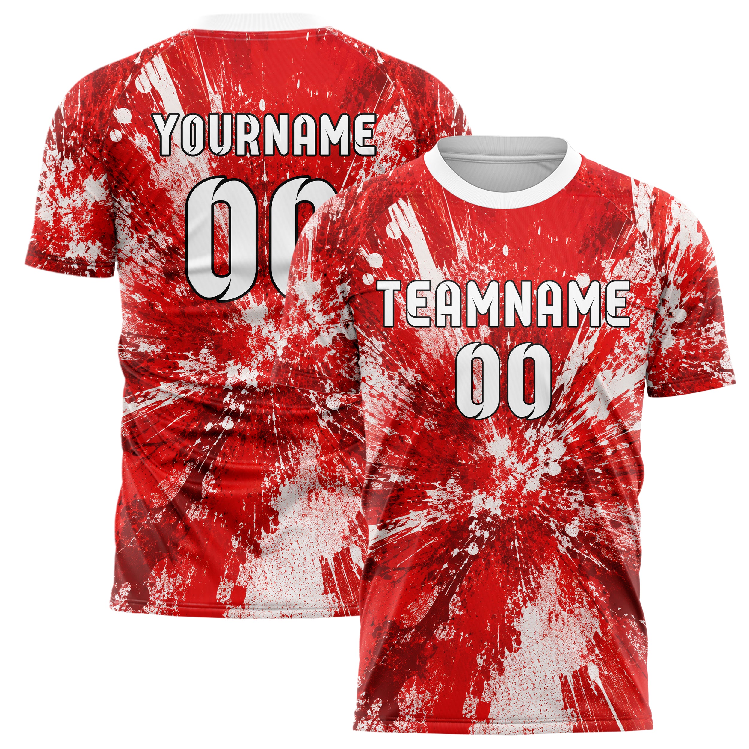 Rot klassisches Graffiti Center Burst Splatter Design 03-0391 individuelles Fußballtrikot main