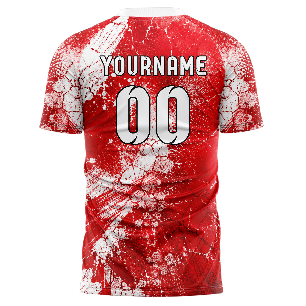 Rot klassisches Graffiti Cracked Texture Design 03-0034 individuelles Fußballtrikot back