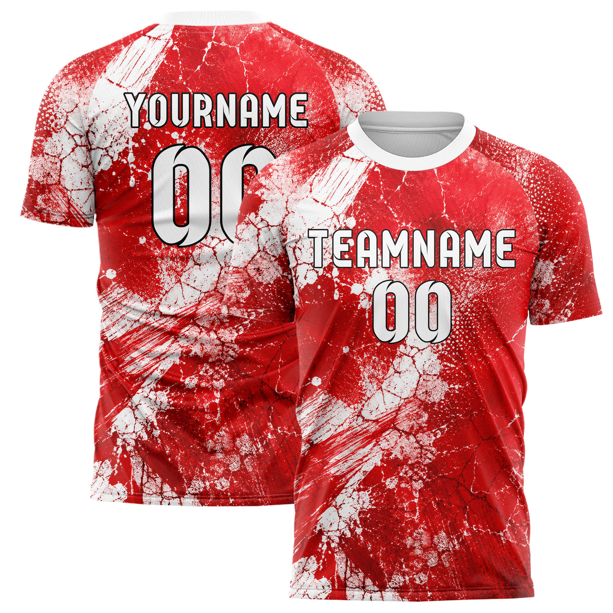 Rot klassisches Graffiti Cracked Texture Design 03-0034 individuelles Fußballtrikot main