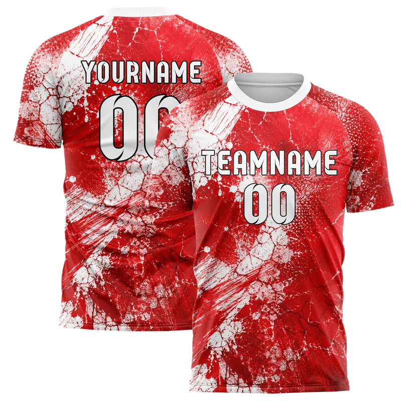 Rot klassisches Graffiti Cracked Texture Design 03-0034 individuelles Fußballtrikot main