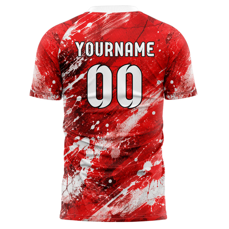 Rot klassisches Graffiti diagonal Paint Flow Design 03-0355 individuelles Fußballtrikot back