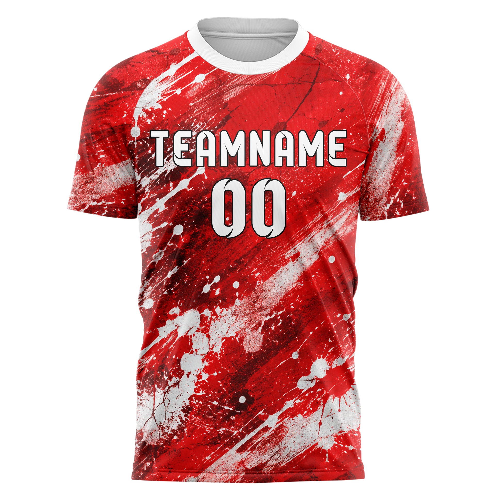 Rot klassisches Graffiti diagonal Paint Flow Design 03-0355 individuelles Fußballtrikot front