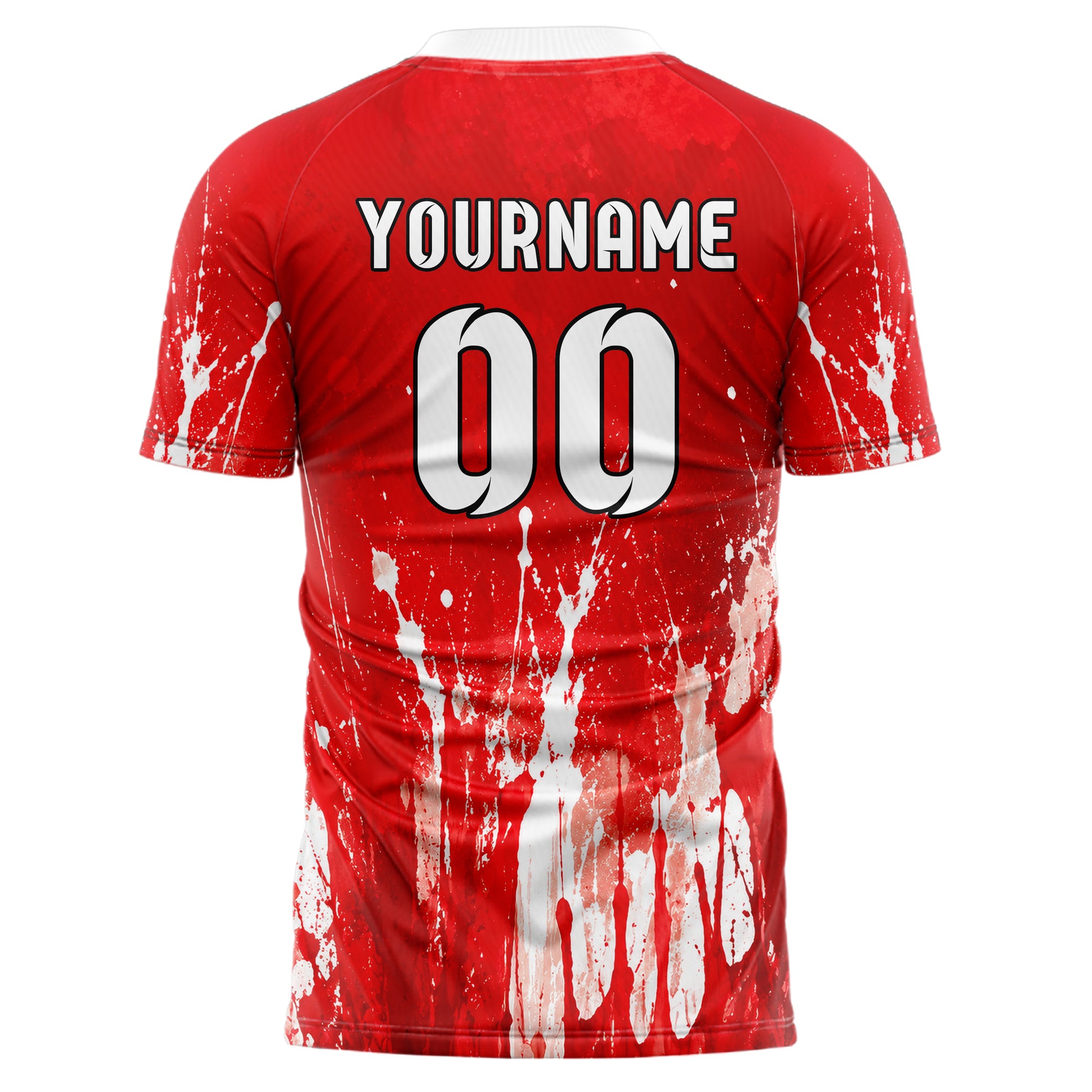 Rot klassisches Graffiti Drip Paint Design 03-0268 individuelles Fußballtrikot back