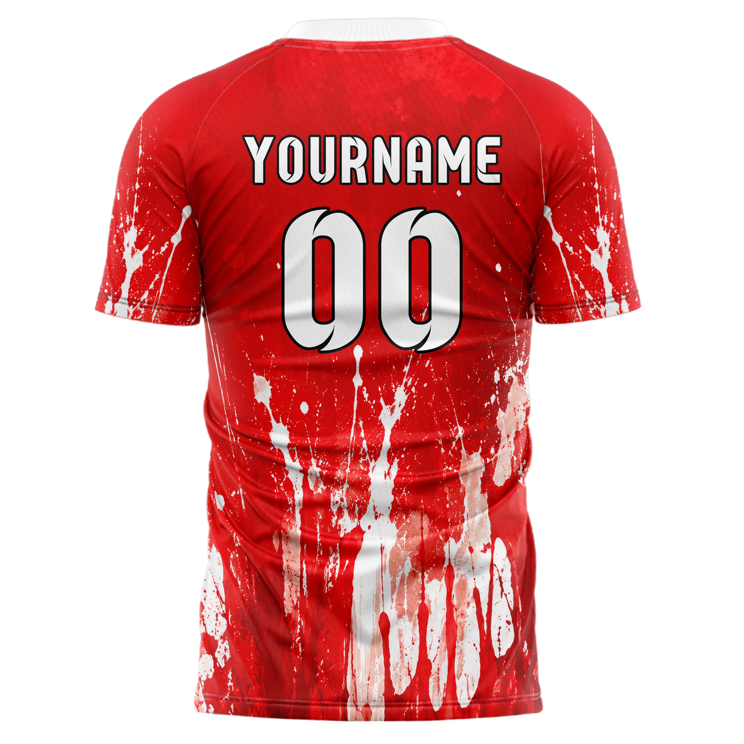 Rot klassisches Graffiti Drip Paint Design 03-0268 individuelles Fußballtrikot back