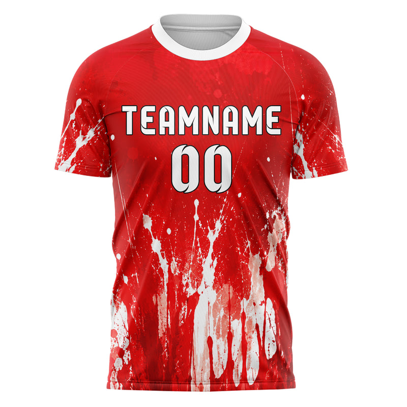 Rot klassisches Graffiti Drip Paint Design 03-0268 individuelles Fußballtrikot front