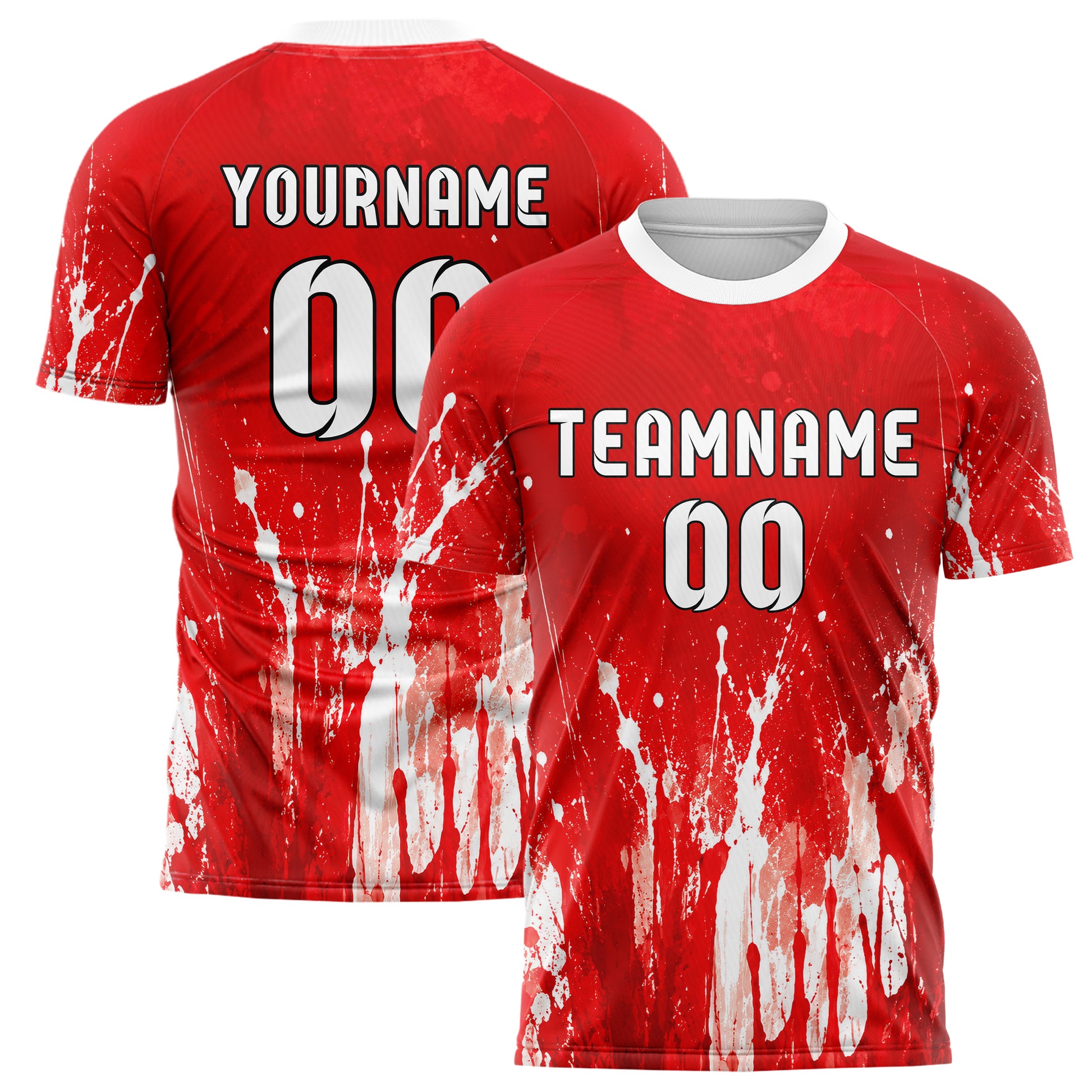 Rot klassisches Graffiti Drip Paint Design 03-0268 individuelles Fußballtrikot main