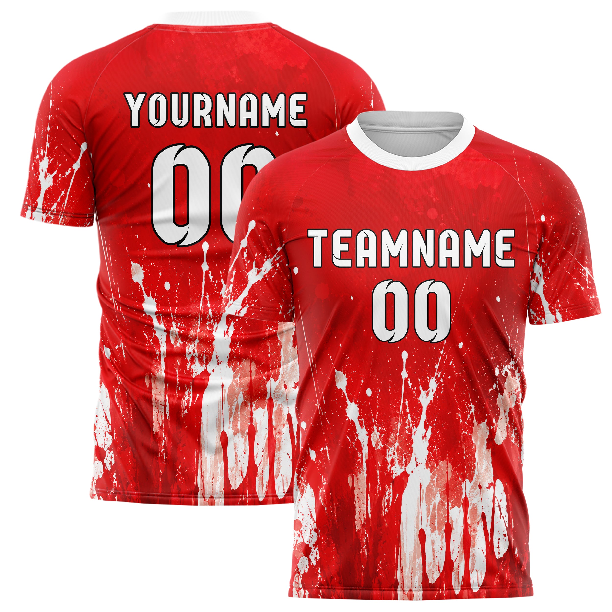 Rot klassisches Graffiti Drip Paint Design 03-0268 individuelles Fußballtrikot main
