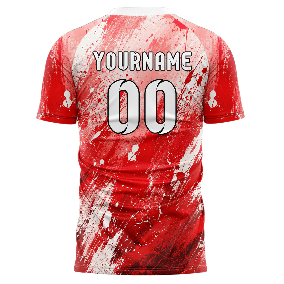 Rot klassisches Graffiti Grunge Smear Design 03-0097 individuelles Fußballtrikot back