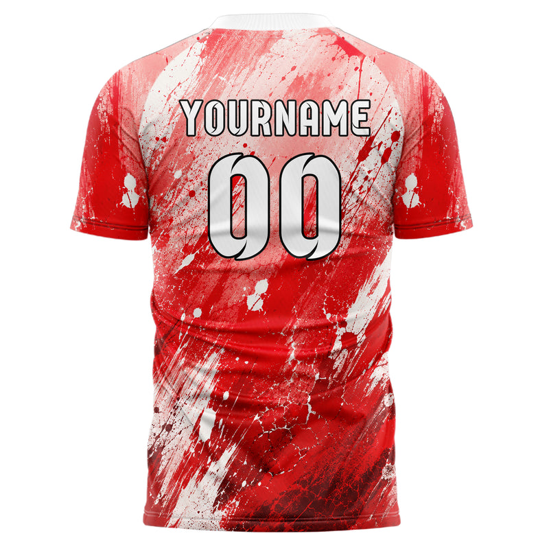 Rot klassisches Graffiti Grunge Smear Design 03-0097 individuelles Fußballtrikot back