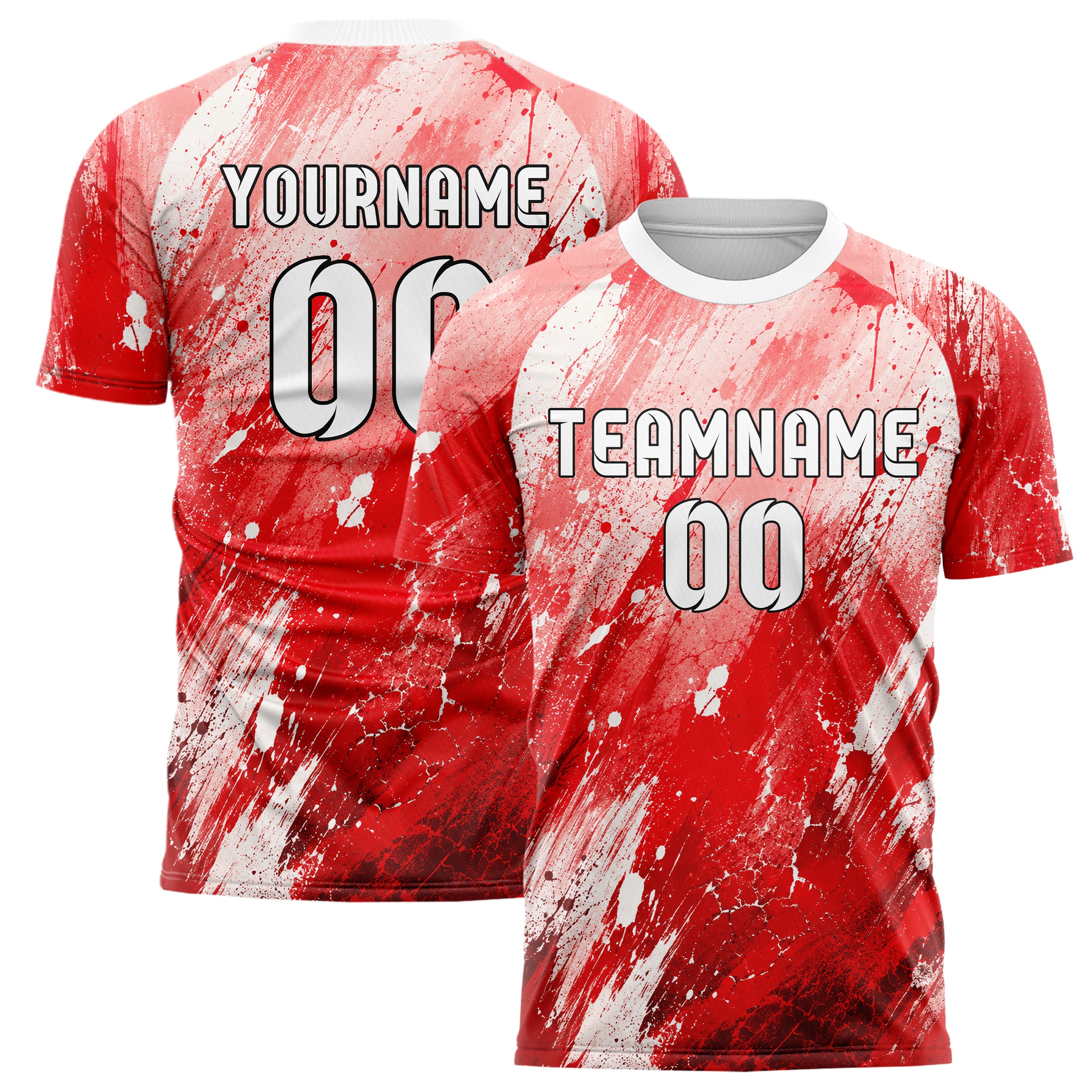 Rot klassisches Graffiti Grunge Smear Design 03-0097 individuelles Fußballtrikot main
