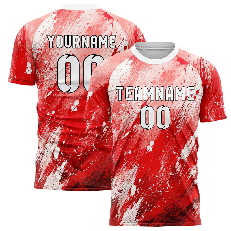 Rot klassisches Graffiti Grunge Smear Design 03-0097 individuelles Fußballtrikot main