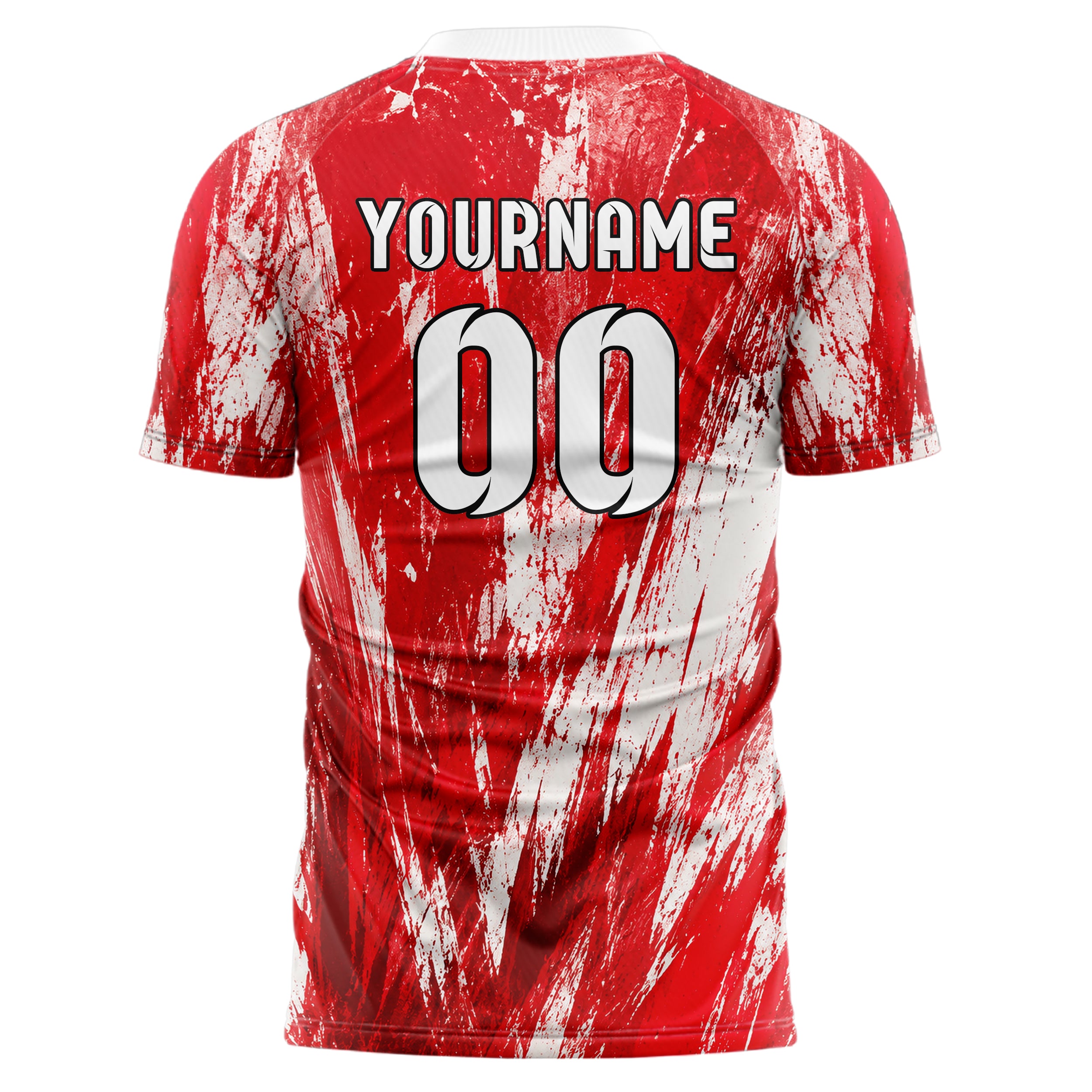 Rot klassisches Graffiti Scratch Marks Design 03-0142 individuelles Fußballtrikot back