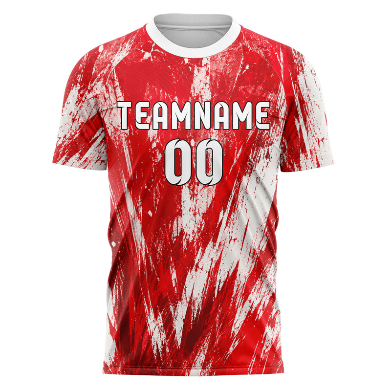 Rot klassisches Graffiti Scratch Marks Design 03-0142 individuelles Fußballtrikot front