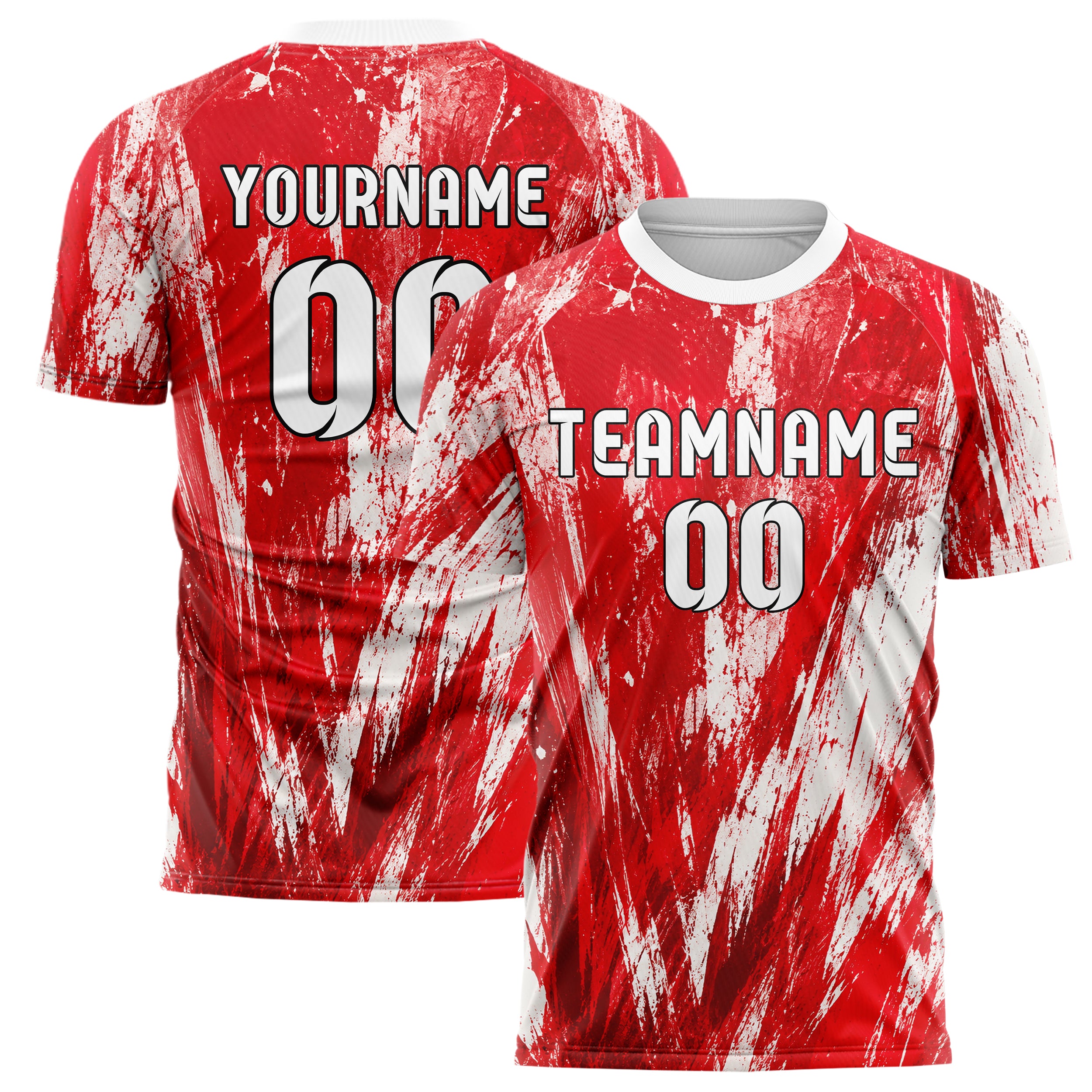 Rot klassisches Graffiti Scratch Marks Design 03-0142 individuelles Fußballtrikot main