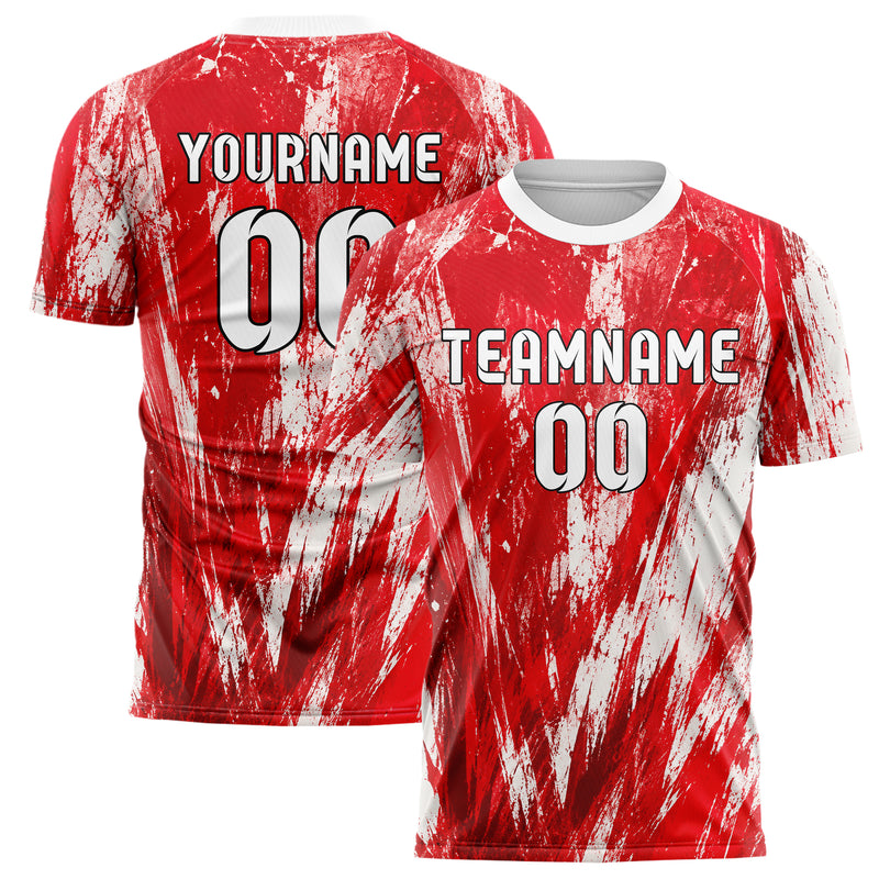 Rot klassisches Graffiti Scratch Marks Design 03-0142 individuelles Fußballtrikot main
