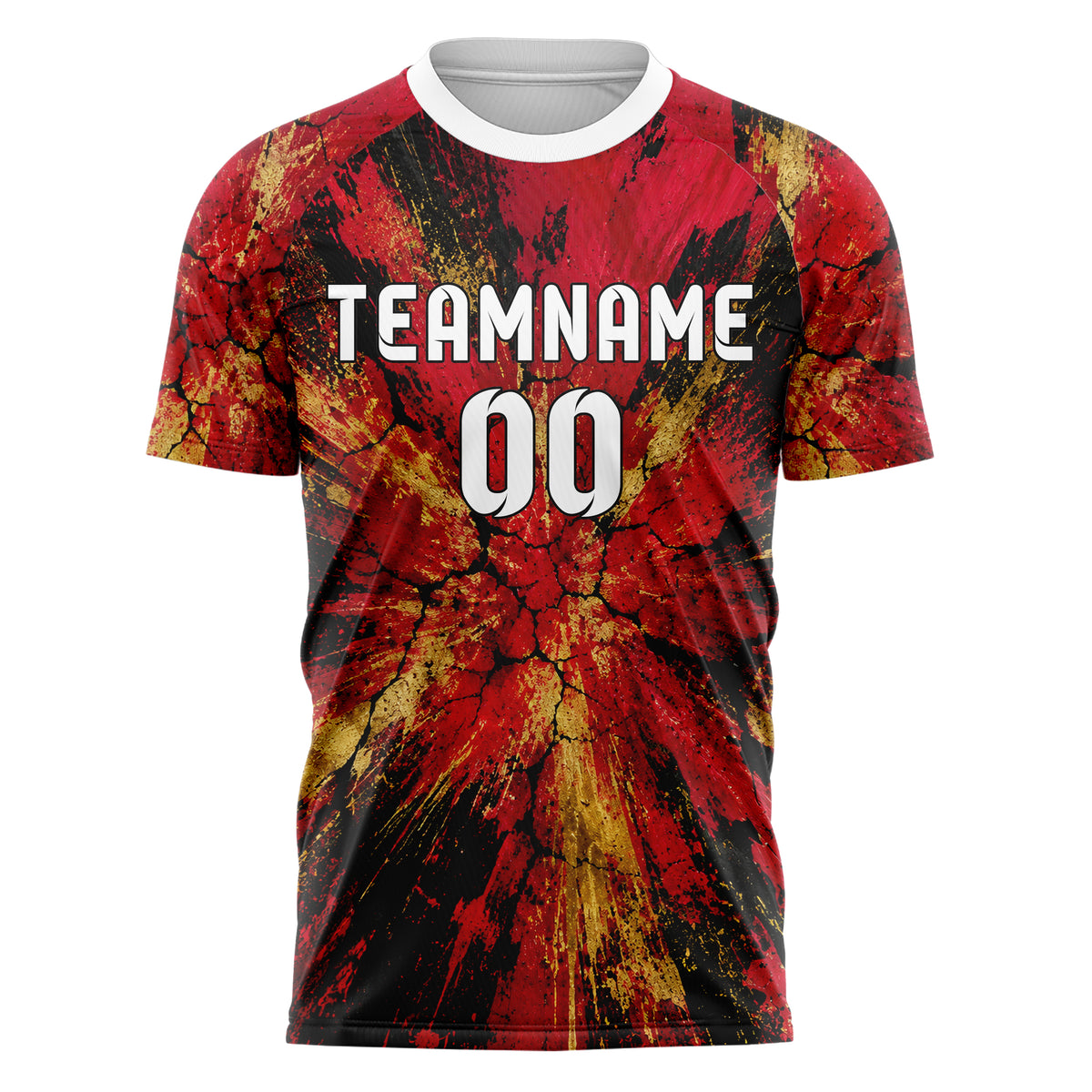 Karmesinrot dunkles Graffiti Cracked Texture Design 03-0354 individuelles Fußballtrikot front