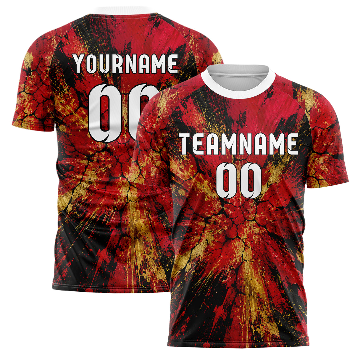 Karmesinrot dunkles Graffiti Cracked Texture Design 03-0354 individuelles Fußballtrikot main