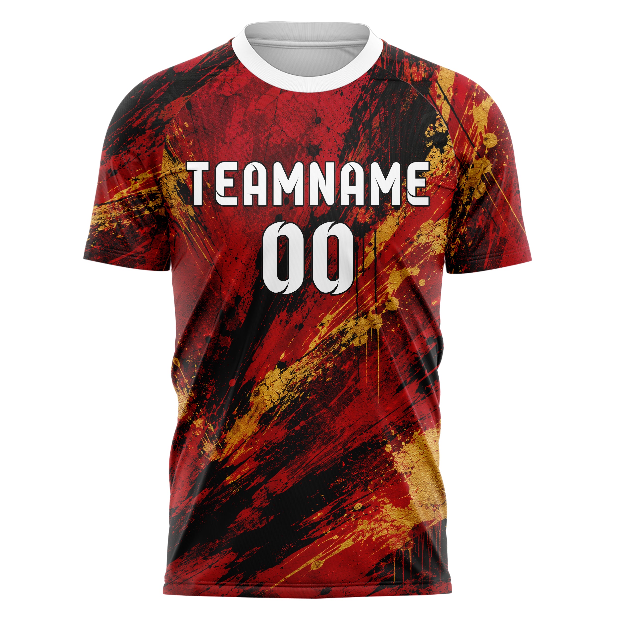 Karmesinrot dunkles Graffiti diagonal Paint Flow Design 03-0051 individuelles Fußballtrikot front