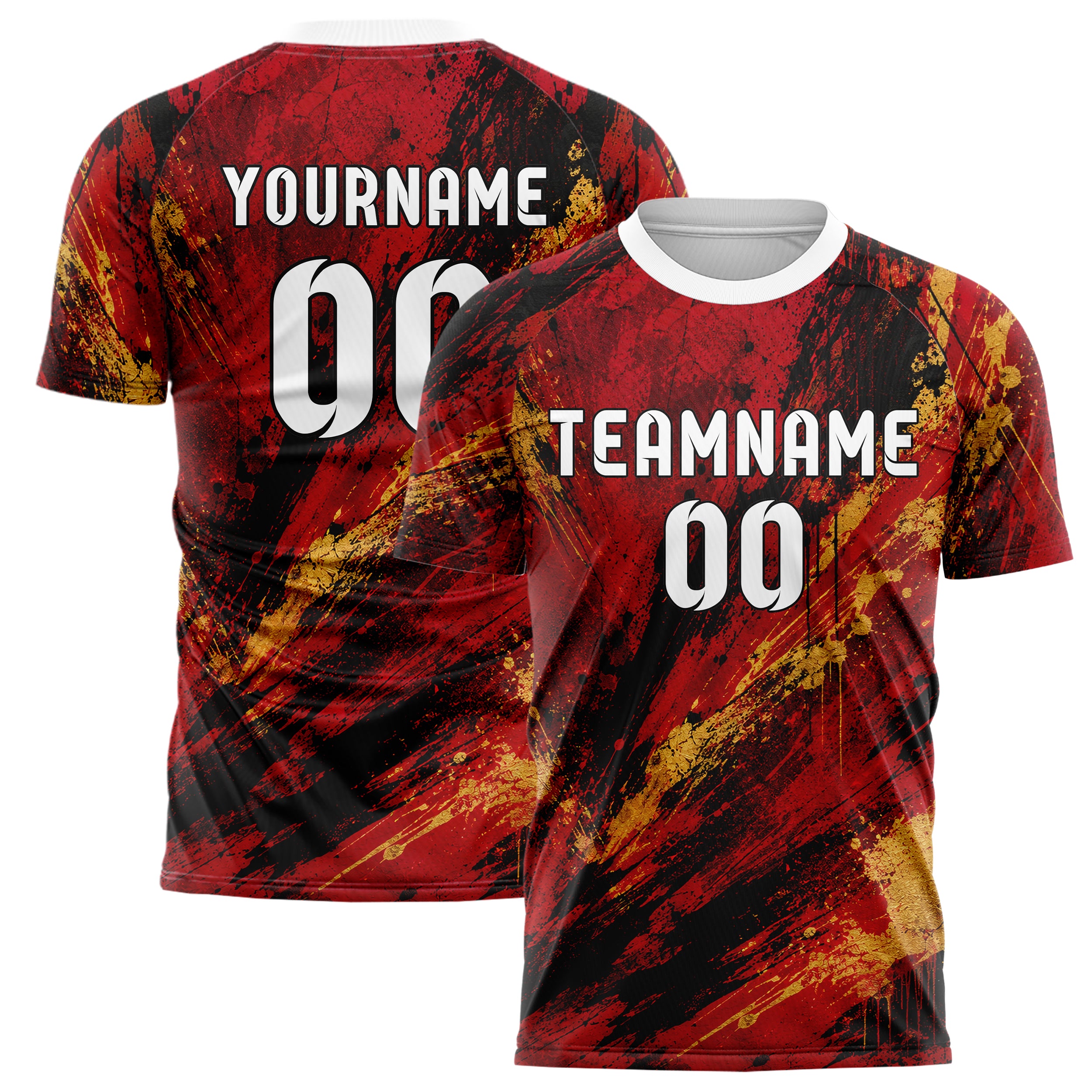 Karmesinrot dunkles Graffiti diagonal Paint Flow Design 03-0051 individuelles Fußballtrikot main