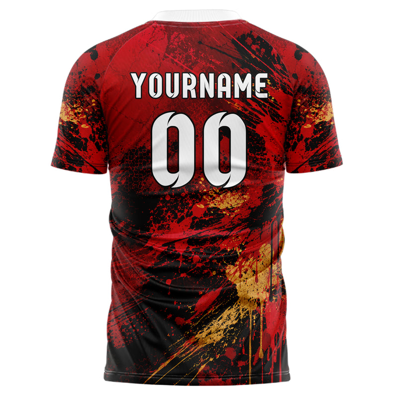 Karmesinrot dunkles Graffiti Drip Paint Design 03-0108 individuelles Fußballtrikot back