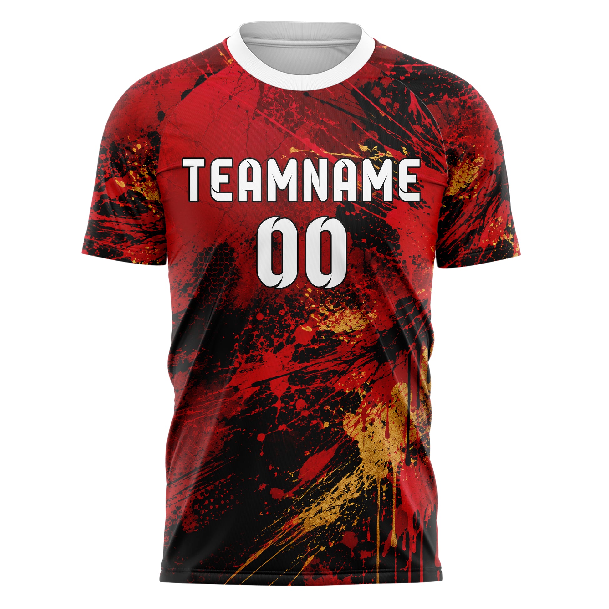 Karmesinrot dunkles Graffiti Drip Paint Design 03-0108 individuelles Fußballtrikot front