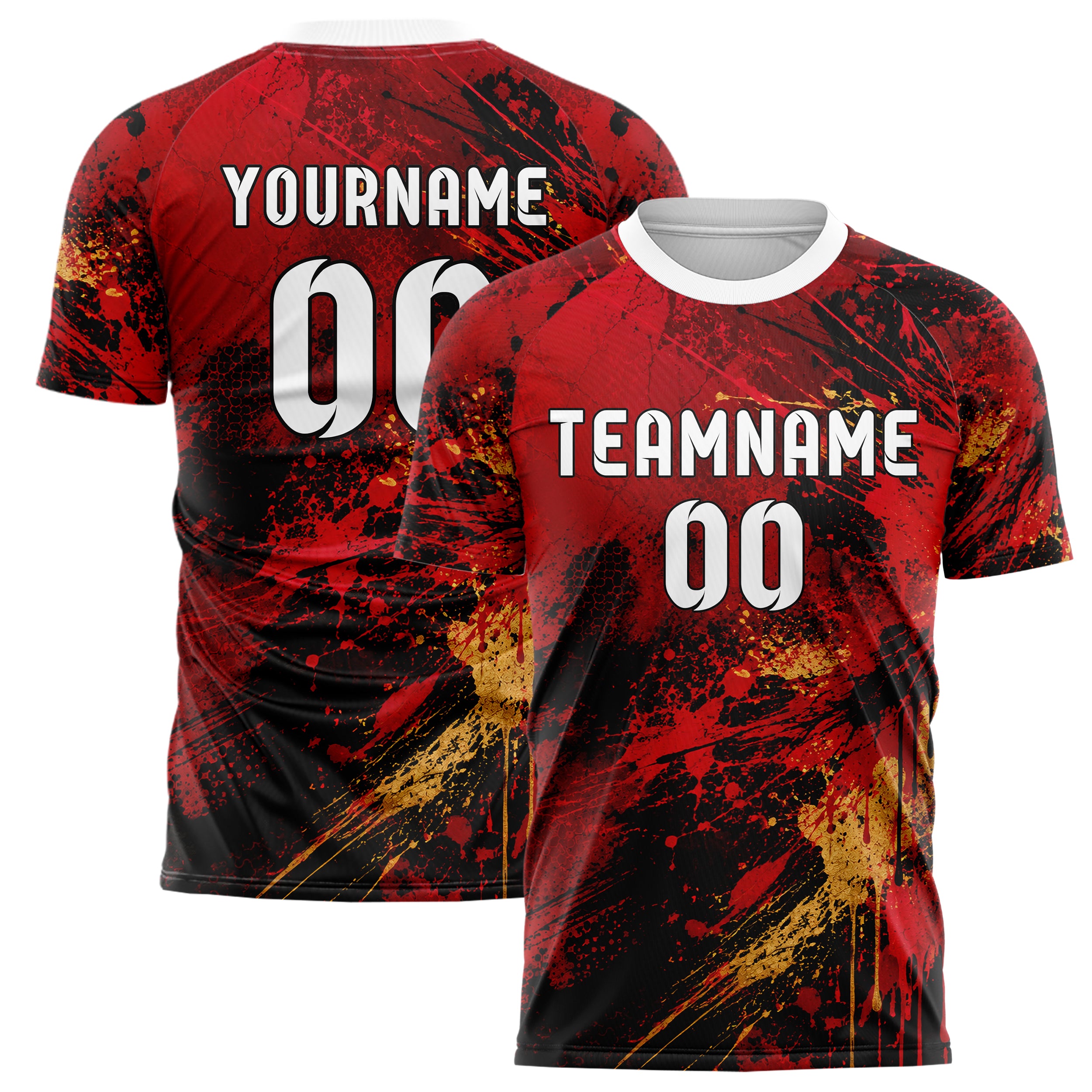 Karmesinrot dunkles Graffiti Drip Paint Design 03-0108 individuelles Fußballtrikot main