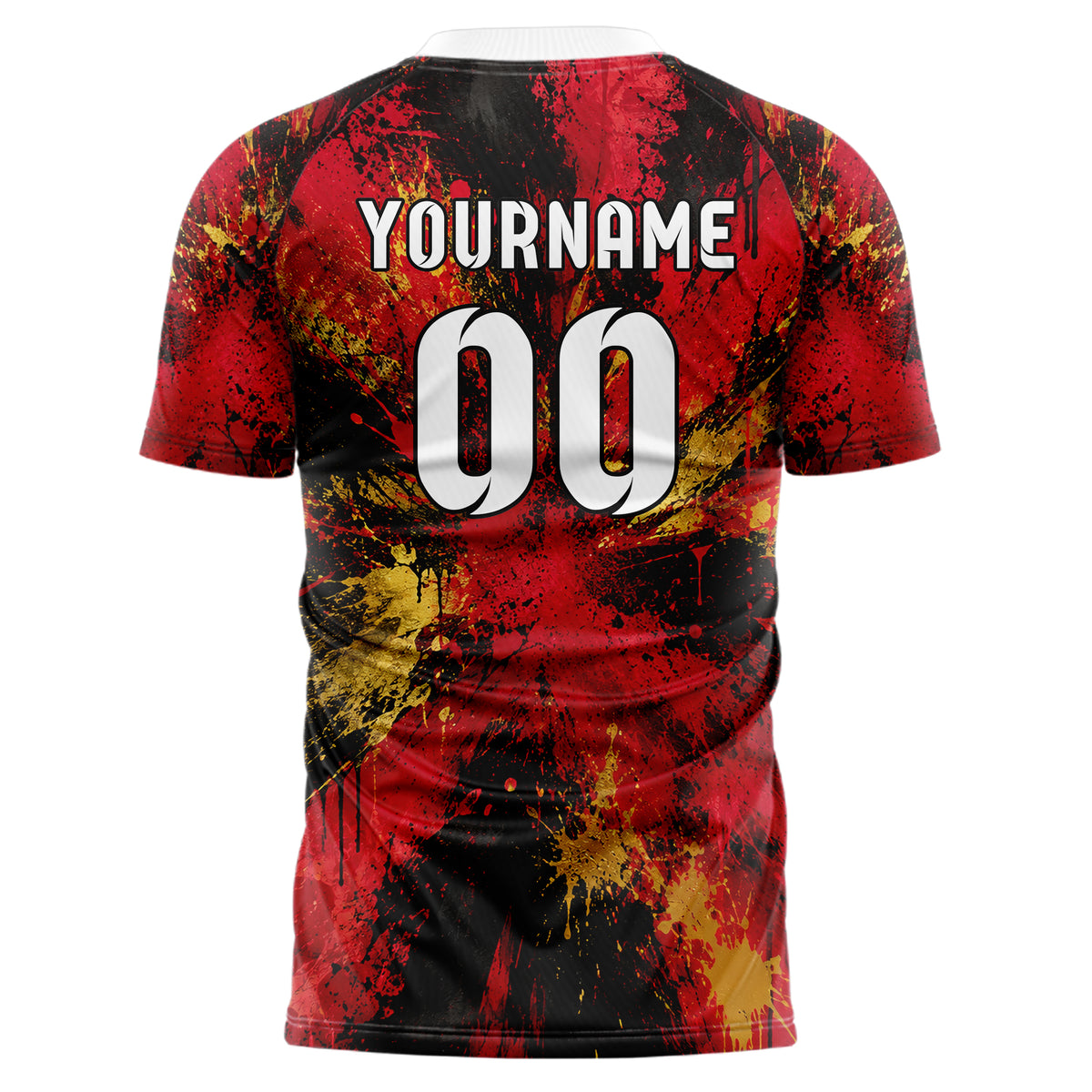 Karmesinrot dunkles Graffiti Grunge Smear Design 03-0273 individuelles Fußballtrikot back