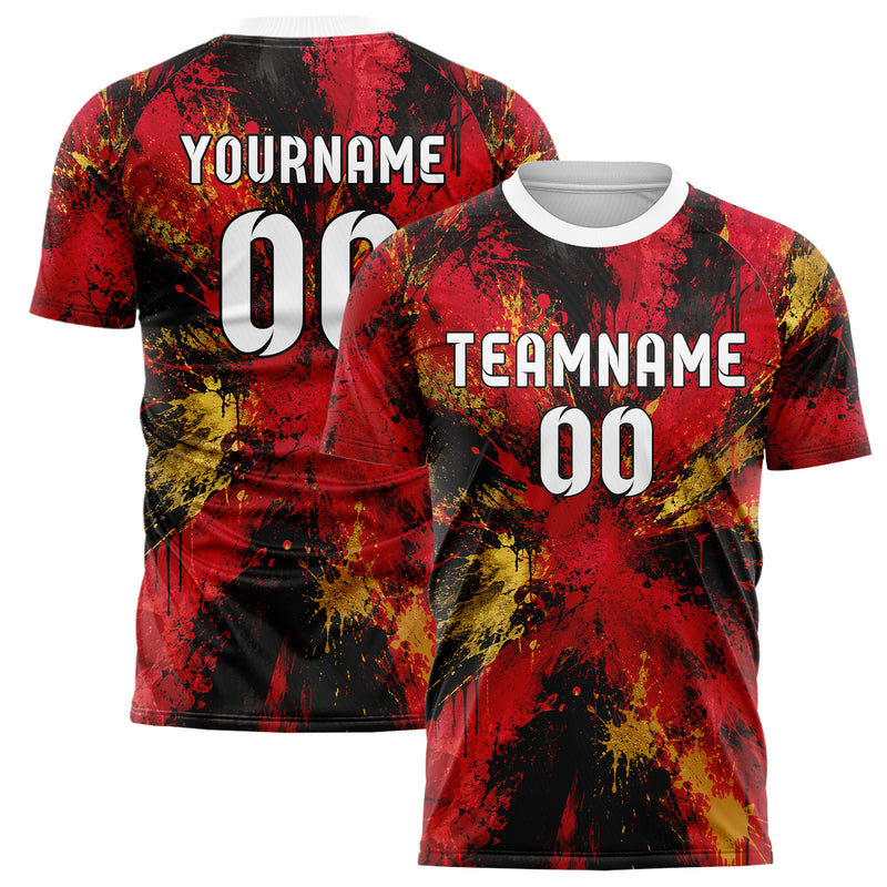 Karmesinrot dunkles Graffiti Grunge Smear Design 03-0273 individuelles Fußballtrikot main