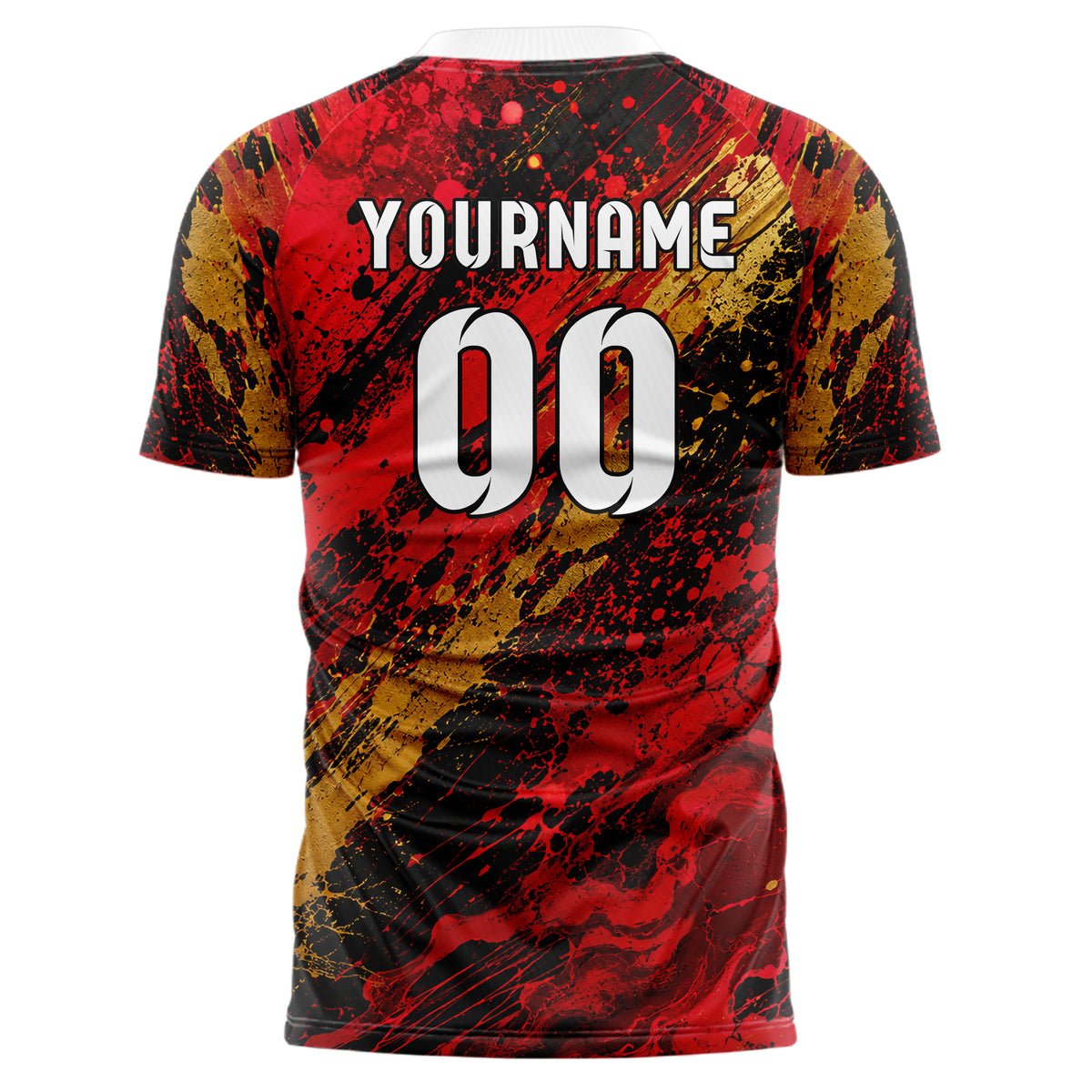 Karmesinrot dunkles Graffiti Ink Splash Design 03-0069 individuelles Fußballtrikot back