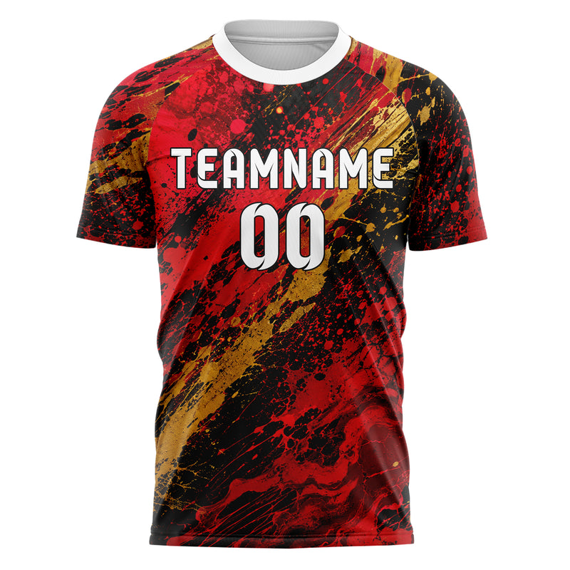 Karmesinrot dunkles Graffiti Ink Splash Design 03-0069 individuelles Fußballtrikot front