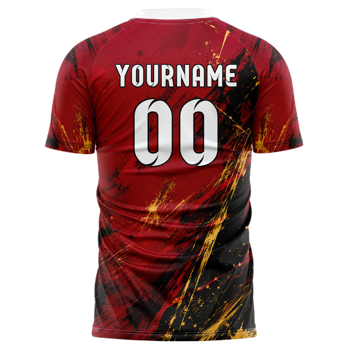 Karmesinrot dunkles Graffiti Scratch Marks Design 03-0342 individuelles Fußballtrikot back