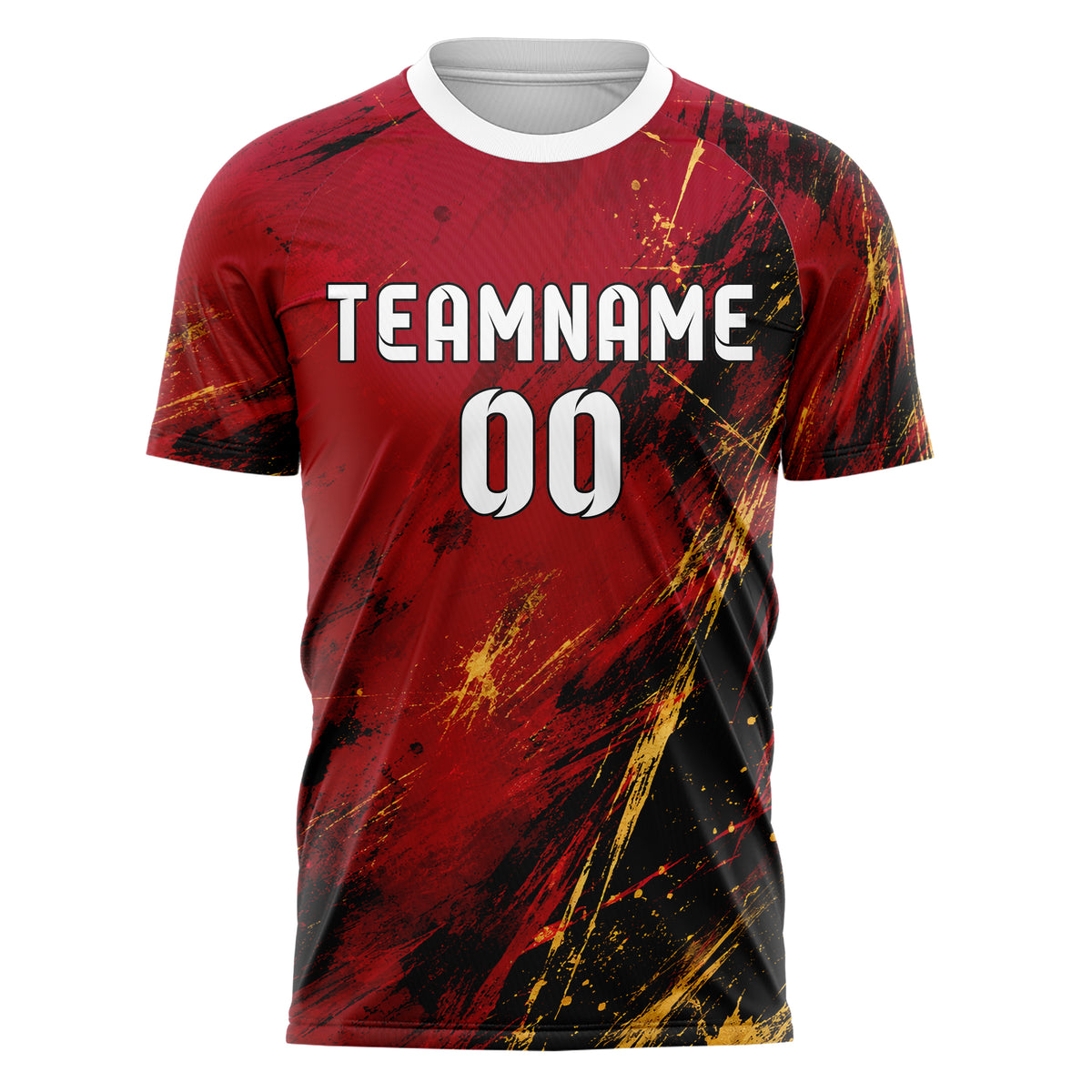 Karmesinrot dunkles Graffiti Scratch Marks Design 03-0342 individuelles Fußballtrikot front