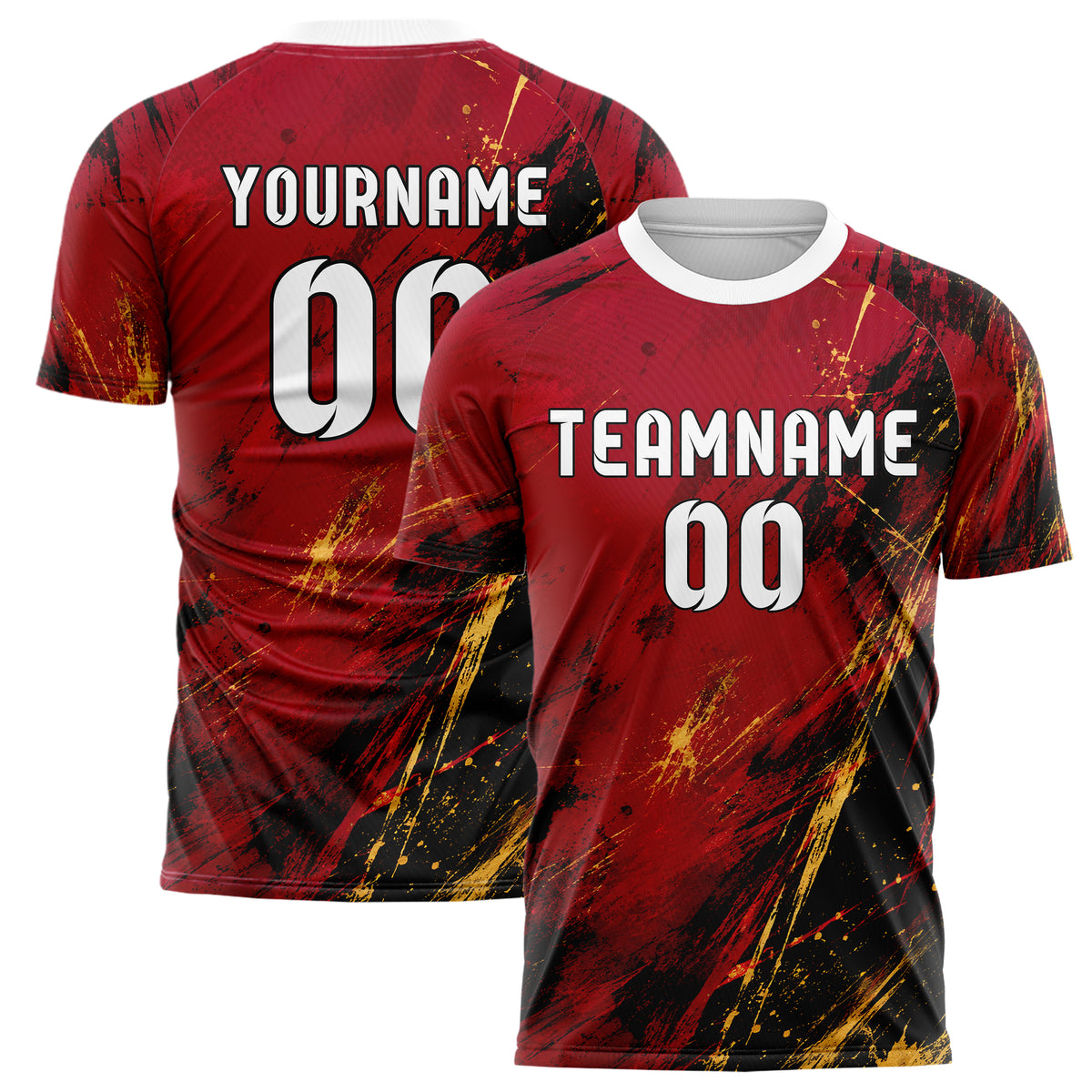 Karmesinrot dunkles Graffiti Scratch Marks Design 03-0342 individuelles Fußballtrikot main