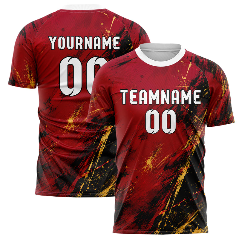 Karmesinrot dunkles Graffiti Scratch Marks Design 03-0342 individuelles Fußballtrikot main