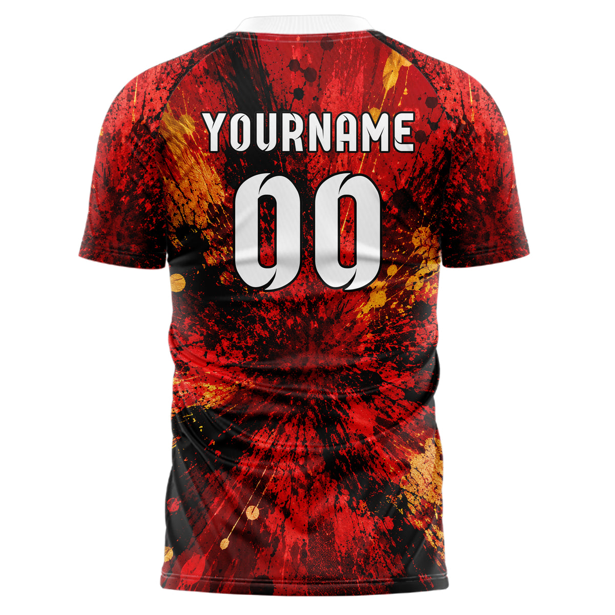 Karmesinrot dunkles Graffiti Spray Splatter Design 03-0072 individuelles Fußballtrikot back