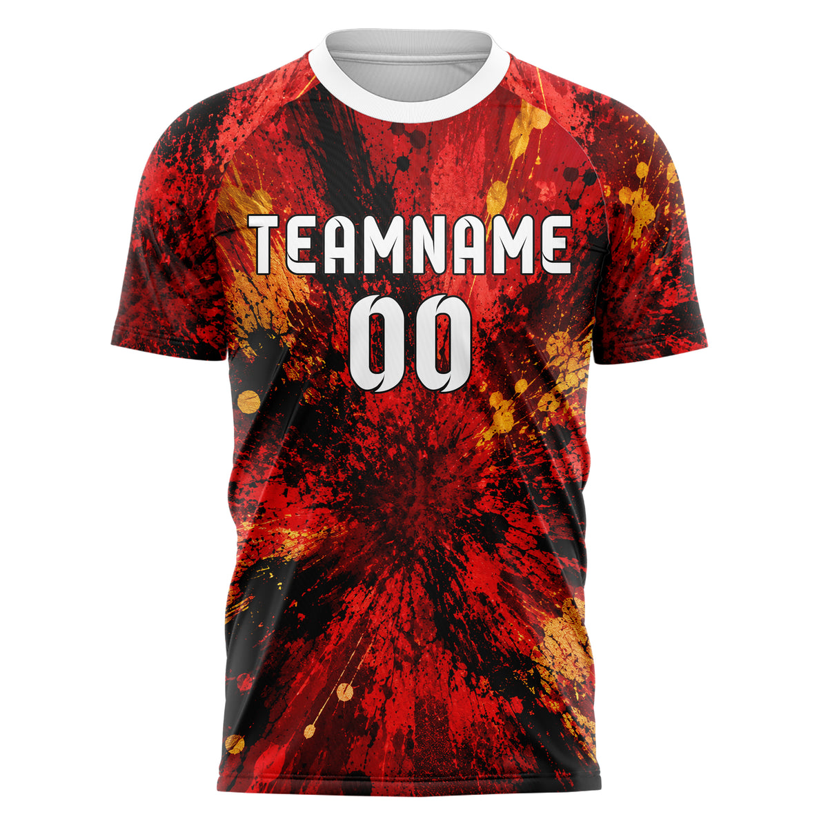 Karmesinrot dunkles Graffiti Spray Splatter Design 03-0072 individuelles Fußballtrikot front
