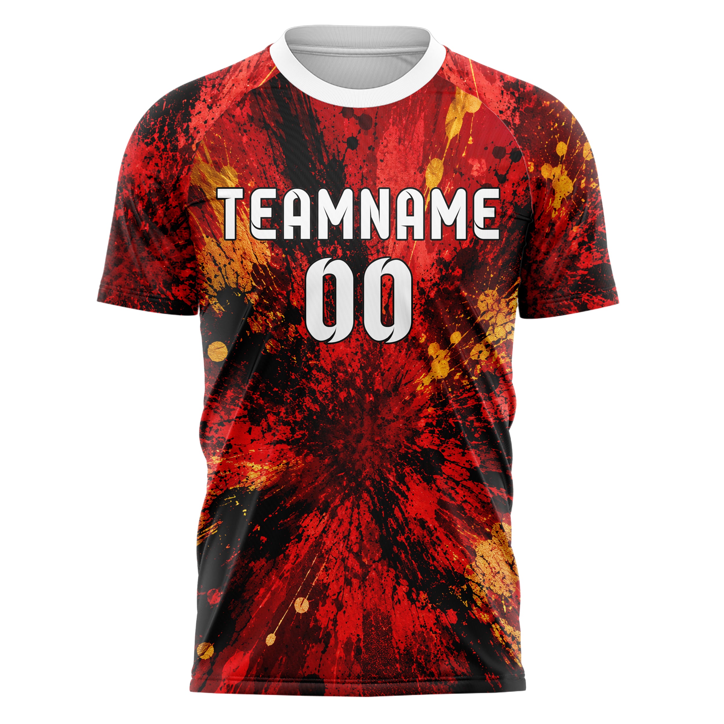 Karmesinrot dunkles Graffiti Spray Splatter Design 03-0072 individuelles Fußballtrikot front