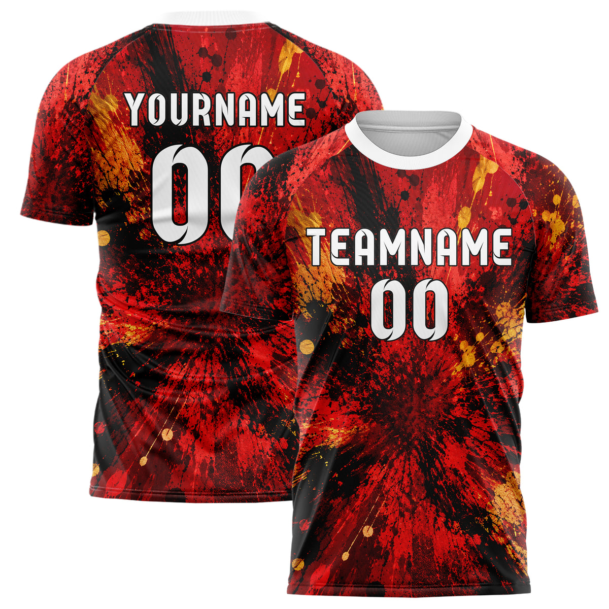 Karmesinrot dunkles Graffiti Spray Splatter Design 03-0072 individuelles Fußballtrikot main