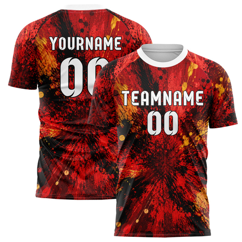 Karmesinrot dunkles Graffiti Spray Splatter Design 03-0072 individuelles Fußballtrikot main