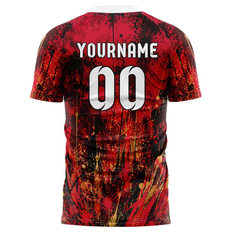Karmesinrot dunkles Graffiti Spray Splatter Design 03-0168 individuelles Fußballtrikot back