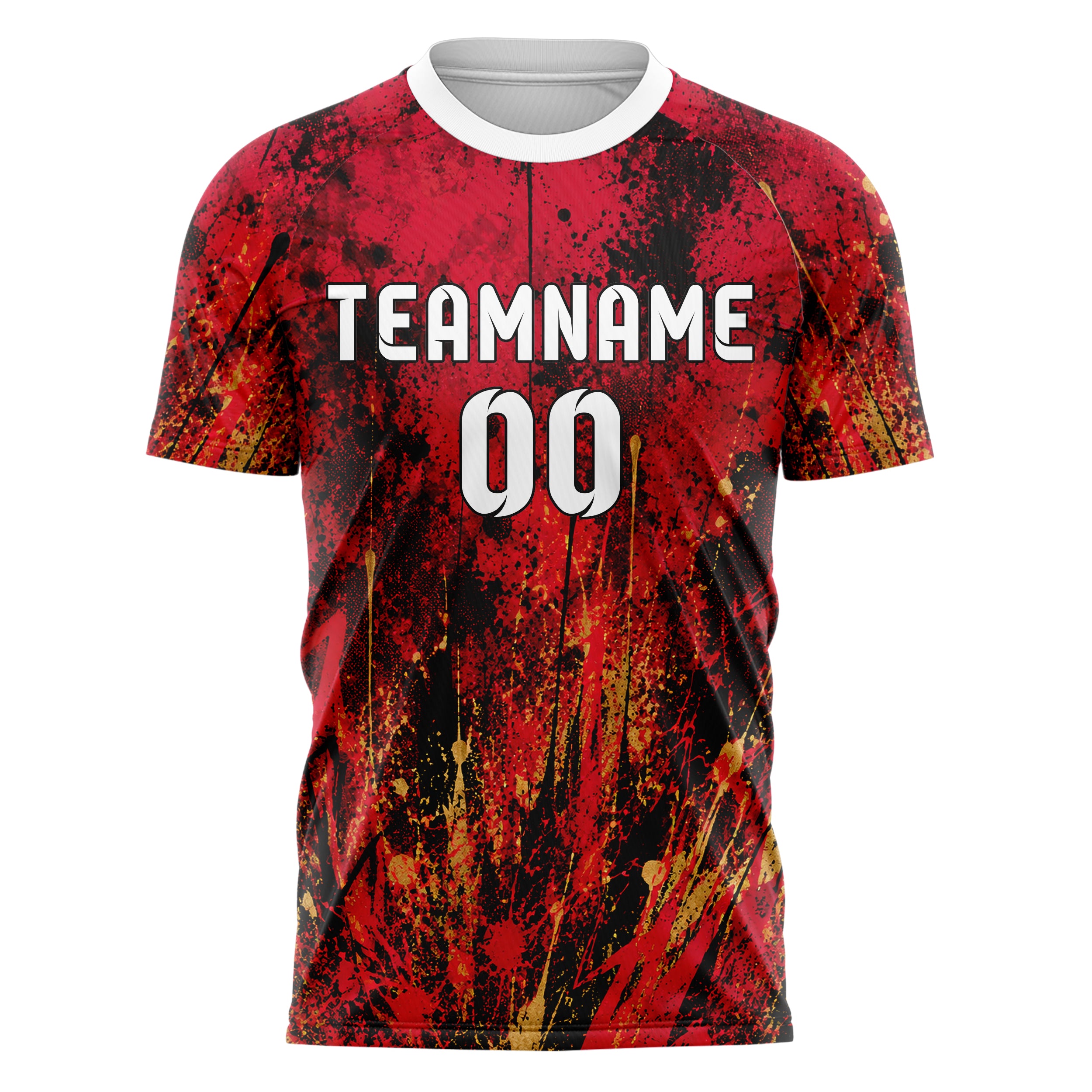 Karmesinrot dunkles Graffiti Spray Splatter Design 03-0168 individuelles Fußballtrikot front