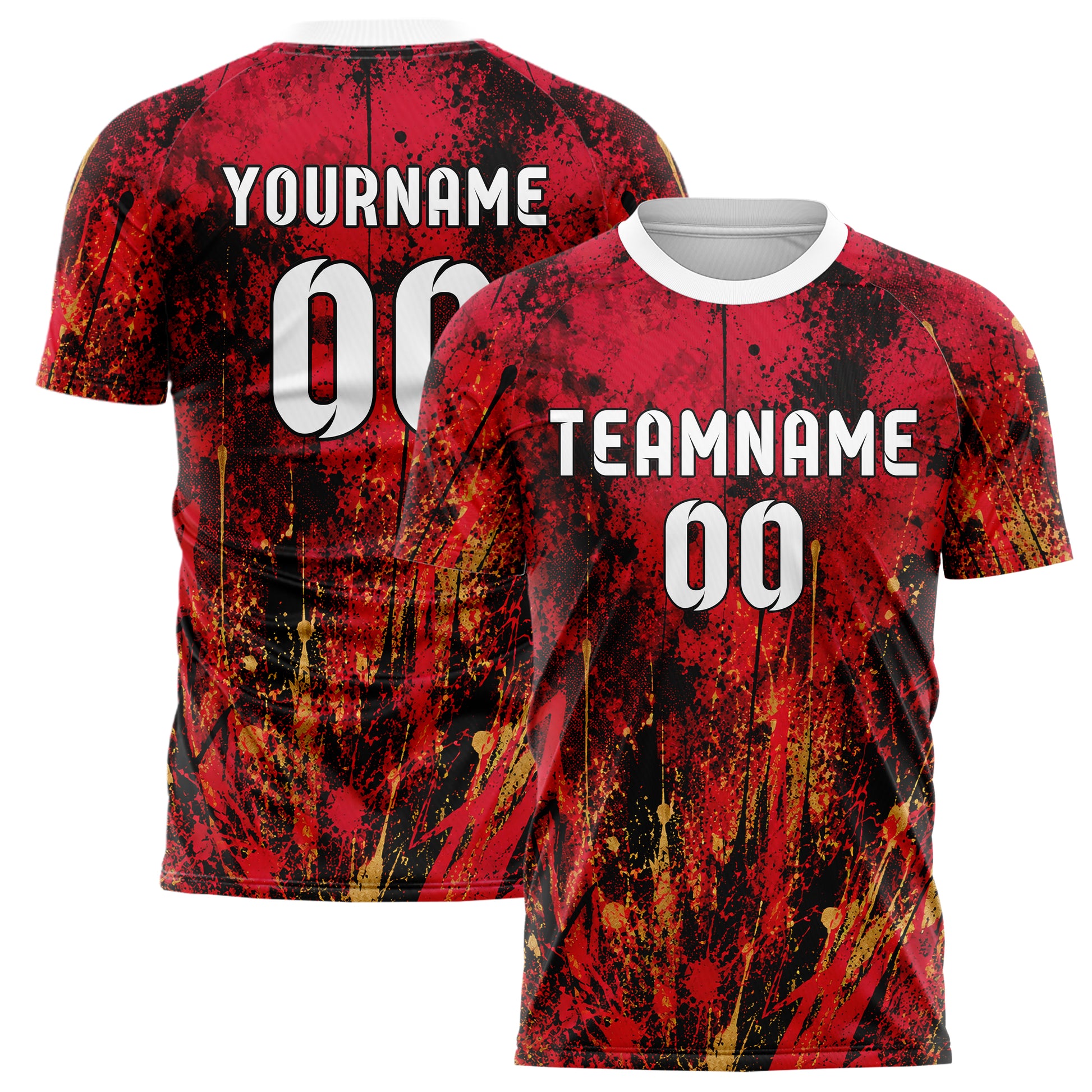Karmesinrot dunkles Graffiti Spray Splatter Design 03-0168 individuelles Fußballtrikot main