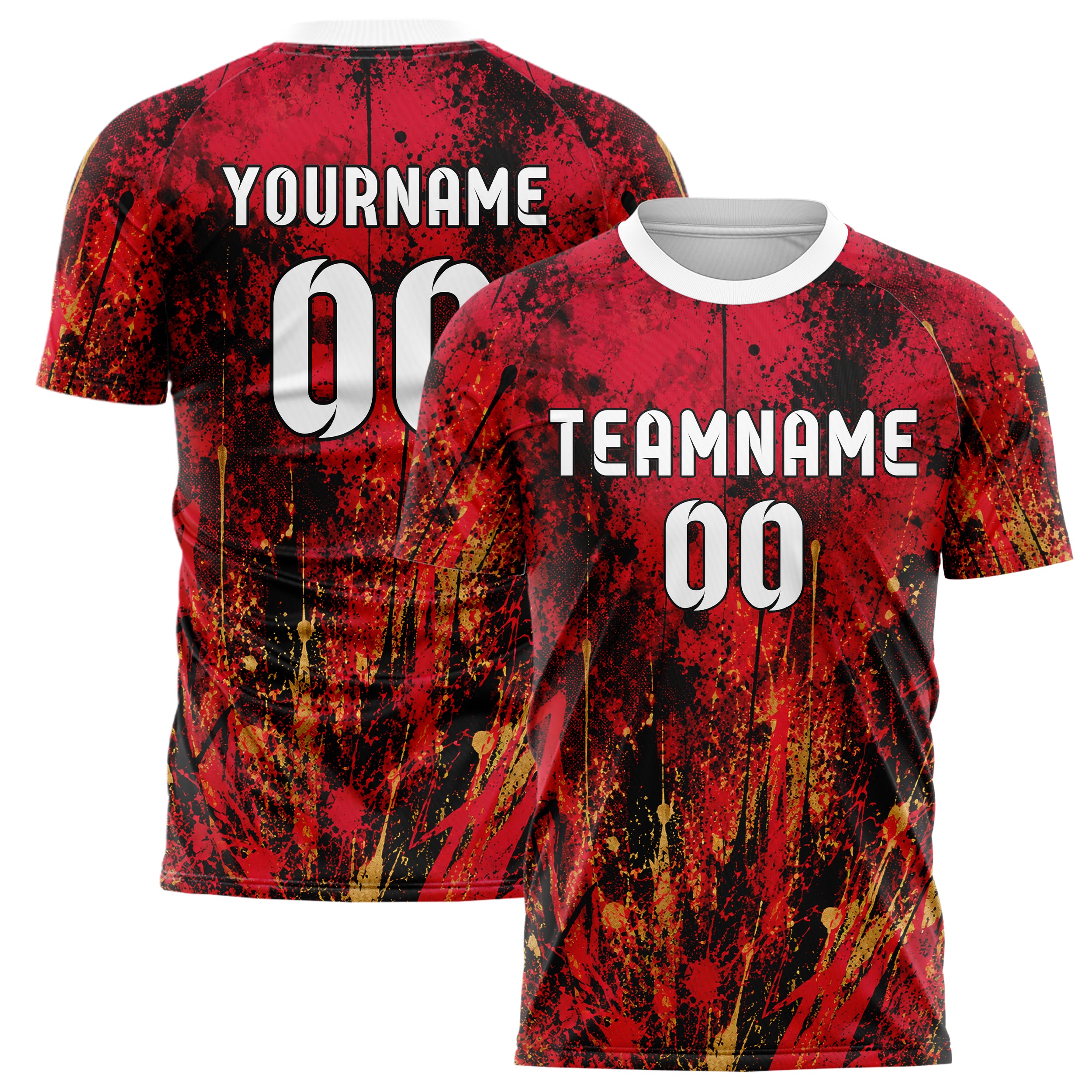Karmesinrot dunkles Graffiti Spray Splatter Design 03-0168 individuelles Fußballtrikot main